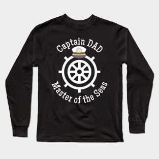 Captain Dad Master of the Seas hat and wheel Long Sleeve T-Shirt